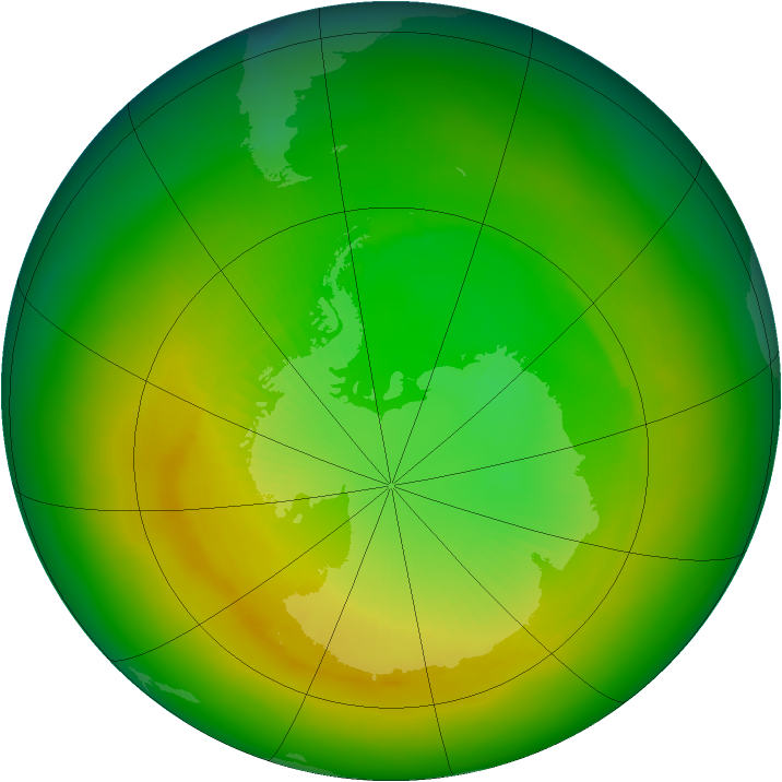 Antarctic ozone map for November 1988